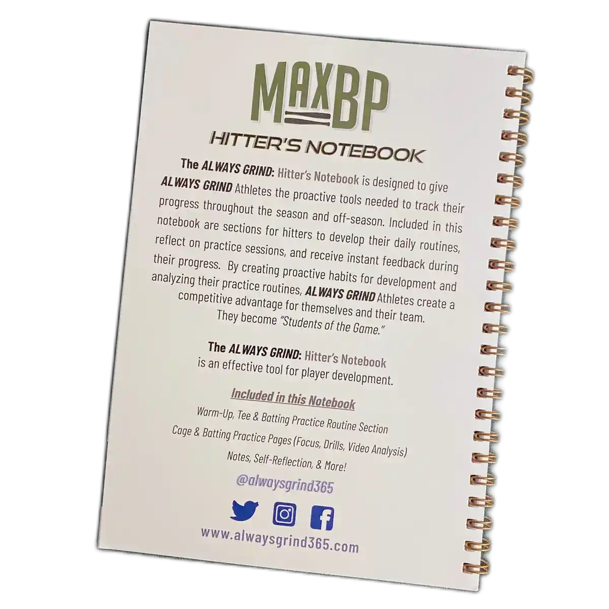 Hitters Notebook Always Grind: Hitter's Notebook - Track Your Hitting – MaxBP