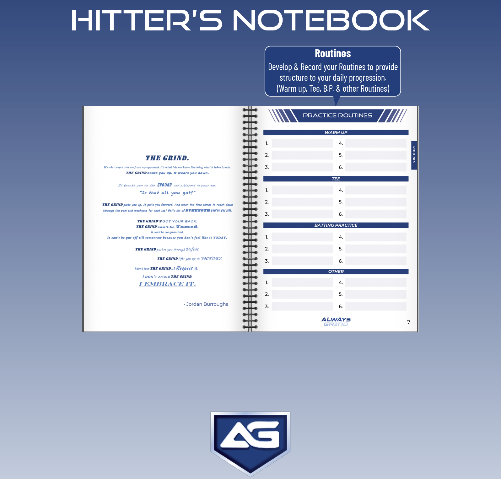 Hitters Notebook Always Grind: Hitter's Notebook - Track Your Hitting – MaxBP